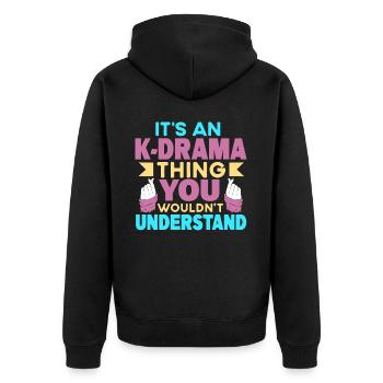 Korean Drama Merch K-Drama Lover Fan - Unisex Premium Organic Zip Hoodie - black - Back - Nico (187cm)