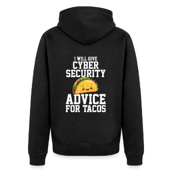 Cyber Security advice for tacos - Unisex Premium Bio Zip Hoodie - Schwarz - Hinten - Nico (187cm)