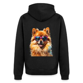 Pomeranian Pomeranian Sunglasses Dog Print - Unisex Premium Organic Zip Hoodie - black - Back - Nico (187cm)