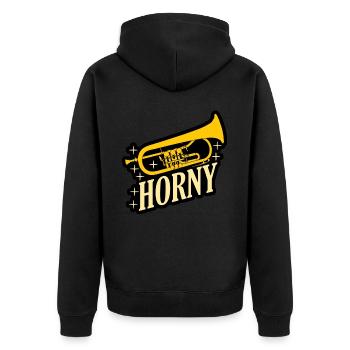Orchestra Flugelhorn Brass Instrument - Unisex Premium Bio Zip Hoodie - Schwarz - Hinten - Nico (187cm)