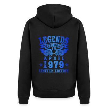 Legends were born in April 1979 Birthday - Unisex Premium Organic Zip Hoodie - black - Back - Nico (187cm)
