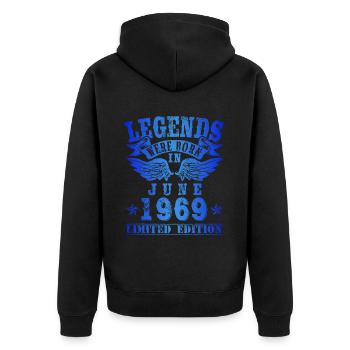 Les légendes sont nées en juin 1969 Anniversaire - Veste à capuche bio Premium Unisexe - noir - Dos - Nico (187cm)
