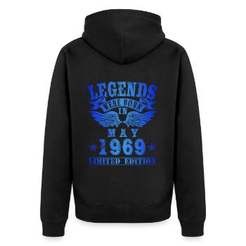 Les légendes sont nées en mai 1969 Anniversaire - Veste à capuche bio Premium Unisexe - noir - Dos - Nico (187cm)