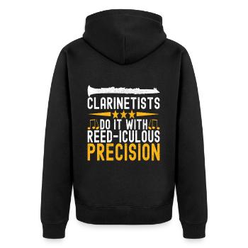 Klarinette Blasinstrument Klarinettenspieler - Unisex Premium Bio Zip Hoodie - Schwarz - Hinten - Nico (187cm)