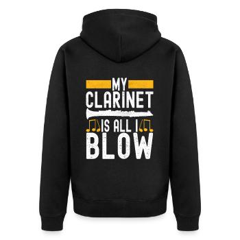 Klarinette Blasinstrument Klarinettenspieler - Unisex Premium Bio Zip Hoodie - Schwarz - Hinten - Nico (187cm)