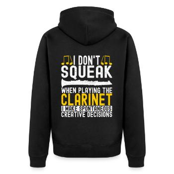 Klarinette Blasinstrument Klarinettenspieler - Unisex Premium Bio Zip Hoodie - Schwarz - Hinten - Nico (187cm)