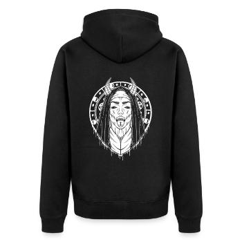 Die Dunkelheit umarmen: Emo, Got, Punk, Occult - Unisex Premium Bio Zip Hoodie - Schwarz - Hinten - Nico (187cm)