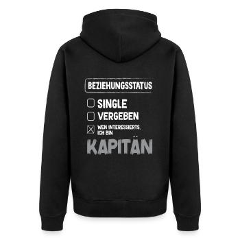 Kapitän Beziehungsstatus Kapitän Boot Segeln - Unisex Premium Bio Zip Hoodie - Schwarz - Hinten - Nico (187cm)