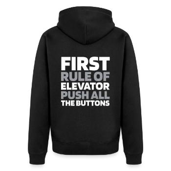 Elevator Elevator - Unisex Premium Organic Zip Hoodie - black - Back - Nico (187cm)