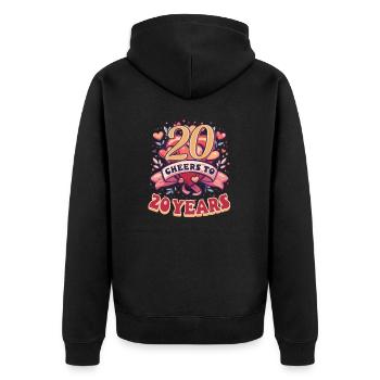 20 Years Anniversary Cheers To 20 Years! - Unisex Premium Organic Zip Hoodie - black - Back - Nico (187cm)