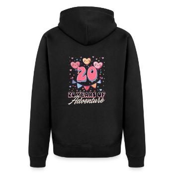 20 Years Anniversary 20 Years Of Adventure - Unisex Premium Organic Zip Hoodie - black - Back - Nico (187cm)