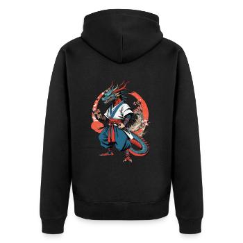 Samouraï Dragon Vintage Ukiyo-e Style Artwork - Veste à capuche bio Premium Unisexe - noir - Dos - Nico (187cm)