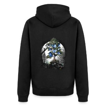 Papillons mystiques de la forêt animaux de la forêt printanière - Veste à capuche bio Premium Unisexe - noir - Dos - Nico (187cm)