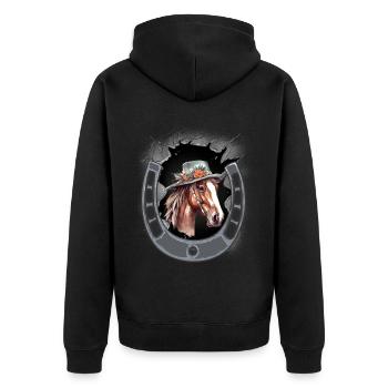 Fer à cheval Tête de cheval Cavalier - Veste à capuche bio Premium Unisexe - noir - Dos - Nico (187cm)