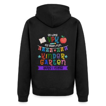 Abschied von Vorschule: Kindergarten, ich komme! - Unisex Premium Bio Zip Hoodie - Schwarz - Hinten - Nico (187cm)