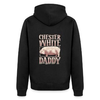 Chester White Pig Dad - Veste à capuche bio Premium Unisexe - noir - Dos - Nico (187cm)