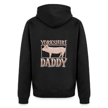 Papa cochon du Yorkshire - Veste à capuche bio Premium Unisexe - noir - Dos - Nico (187cm)