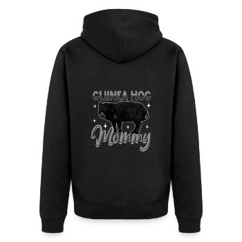 Guinea Hog Mama - Unisex Premium Bio Zip Hoodie - Schwarz - Hinten - Nico (187cm)