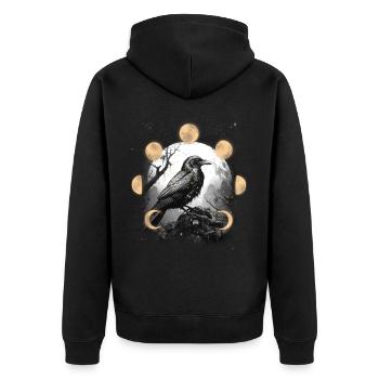 Halloween Ravens Crows Moon Phases Raven Crow - Unisex Premium Organic Zip Hoodie - black - Back - Nico (187cm)