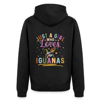 Iguanische Reptilienliebhaber Herpetologe - Unisex Premium Bio Zip Hoodie - Schwarz - Hinten - Nico (187cm)