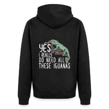 Iguanische Reptilienliebhaber Herpetologe - Unisex Premium Bio Zip Hoodie - Schwarz - Hinten - Nico (187cm)