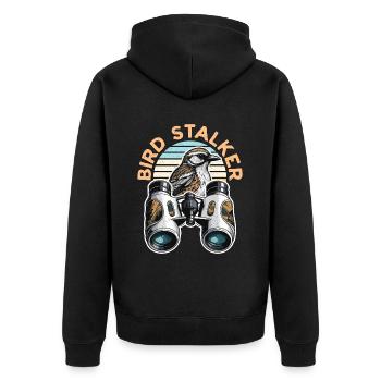 Birdwatching Bird Stalker Ornithology Birdwatcher - Unisex Premium Bio Zip Hoodie - Schwarz - Hinten - Nico (187cm)