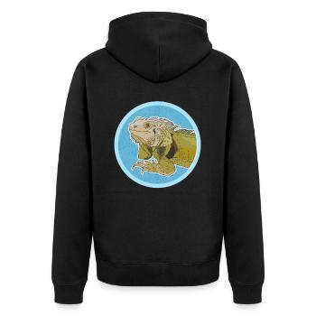 Leguan Reptilien Eidechse Leguane Geschenk - Unisex Premium Bio Zip Hoodie - Schwarz - Hinten - Nico (187cm)