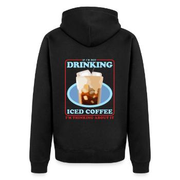 Café glacé Coffee Lover Cadeau de café glacé - Veste à capuche bio Premium Unisexe - noir - Dos - Nico (187cm)
