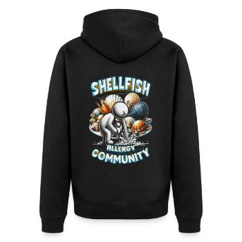 Seafood Allergy Shellfish Allergy Community - Unisex Premium Organic Zip Hoodie - black - Back - Nico (187cm)