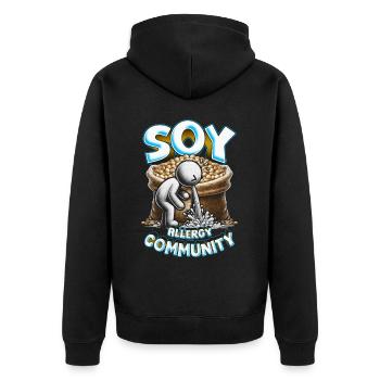 Sojaallergie Soy Allergy Community - Unisex Premium Bio Zip Hoodie - Schwarz - Hinten - Nico (187cm)