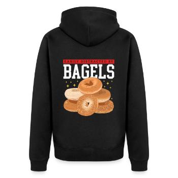 Cadeau de pain Bagel Beigel Bagol - Veste à capuche bio Premium Unisexe - noir - Dos - Nico (187cm)