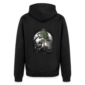 Forest Raven Raven Crow Crow Forest Dweller Dark - Unisex Premium Organic Zip Hoodie - black - Back - Nico (187cm)