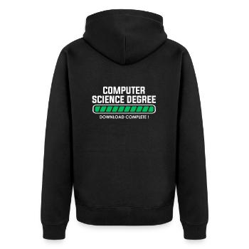 computer science degree - Unisex Premium Bio Zip Hoodie - Schwarz - Hinten - Nico (187cm)