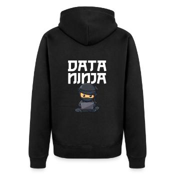 Data ninja data scientist - Unisex Premium Bio Zip Hoodie - Schwarz - Hinten - Nico (187cm)