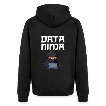 Data ninja data Scientist - Unisex Premium Bio Zip Hoodie - Schwarz - Hinten - Nico (187cm)
