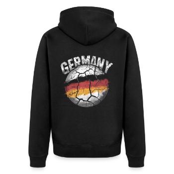 Deutschland Deutscher Deutsch GER Almanya Alemania - Unisex Premium Bio Zip Hoodie - Schwarz - Hinten - Nico (187cm)