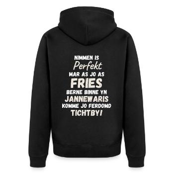 Born in Friesland in January birthday shirt - Unisex Premium Organic Zip Hoodie - black - Back - Nico (187cm)