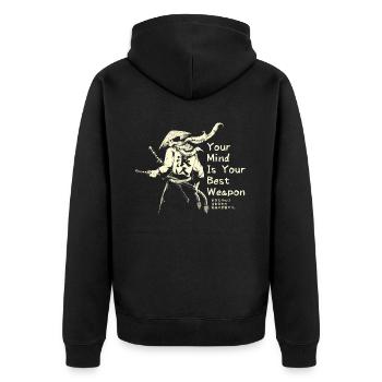 Samurai - Unisex Premium Bio Zip Hoodie - Schwarz - Hinten - Nico (187cm)