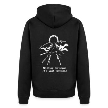 Samurai Ronin Sword Fighting Warrior Gift - Unisex Premium Organic Zip Hoodie - black - Back - Nico (187cm)