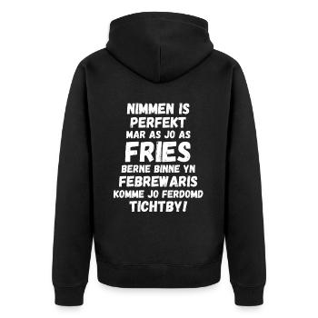 Fête de Frise née en février - Veste à capuche bio Premium Unisexe - noir - Dos - Nico (187cm)