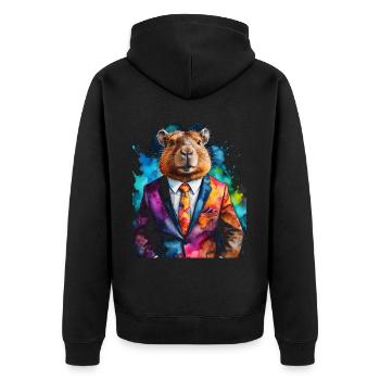 Costume Capybara Capy Imprimé Animal Coloré - Veste à capuche bio Premium Unisexe - noir - Dos - Nico (187cm)