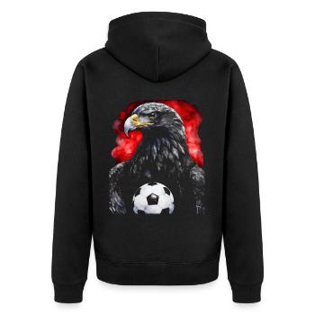 Adler Fußball Bunt Österreich Tier Design Print - Unisex Premium Bio Zip Hoodie - Schwarz - Hinten - Nico (187cm)