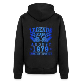 Legends were born in August 1979 Birthday - Unisex Premium Organic Zip Hoodie - black - Back - Nico (187cm)