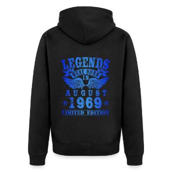 Les légendes sont nées en août 1969 Anniversaire - Veste à capuche bio Premium Unisexe - noir - Dos - Nico (187cm)