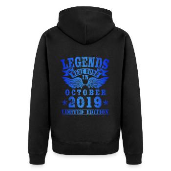 Legends were born in October 2019 Birthday - Unisex Premium Organic Zip Hoodie - black - Back - Nico (187cm)