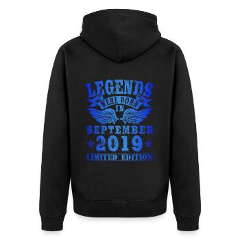 Les légendes sont nées en septembre 2019 Anniversaire - Veste à capuche bio Premium Unisexe - noir - Dos - Nico (187cm)
