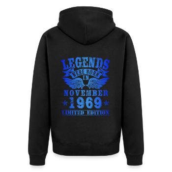 Les légendes sont nées en novembre 1969 Anniversaire - Veste à capuche bio Premium Unisexe - noir - Dos - Nico (187cm)