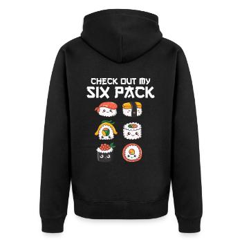 Sushi Essen Japan Nigiri Geschenk - Unisex Premium Bio Zip Hoodie - Schwarz - Hinten - Nico (187cm)