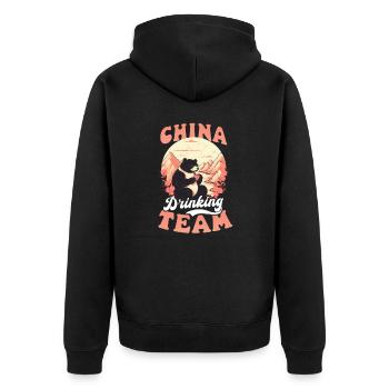 Chinese China Drinking Team - Unisex Premium Organic Zip Hoodie - black - Back - Nico (187cm)