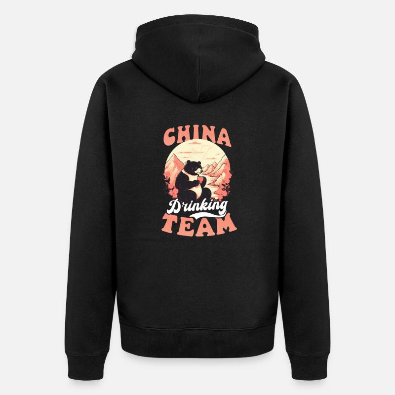 Équipe de buveurs chinois - Veste à capuche bio Premium Unisexe - noir
